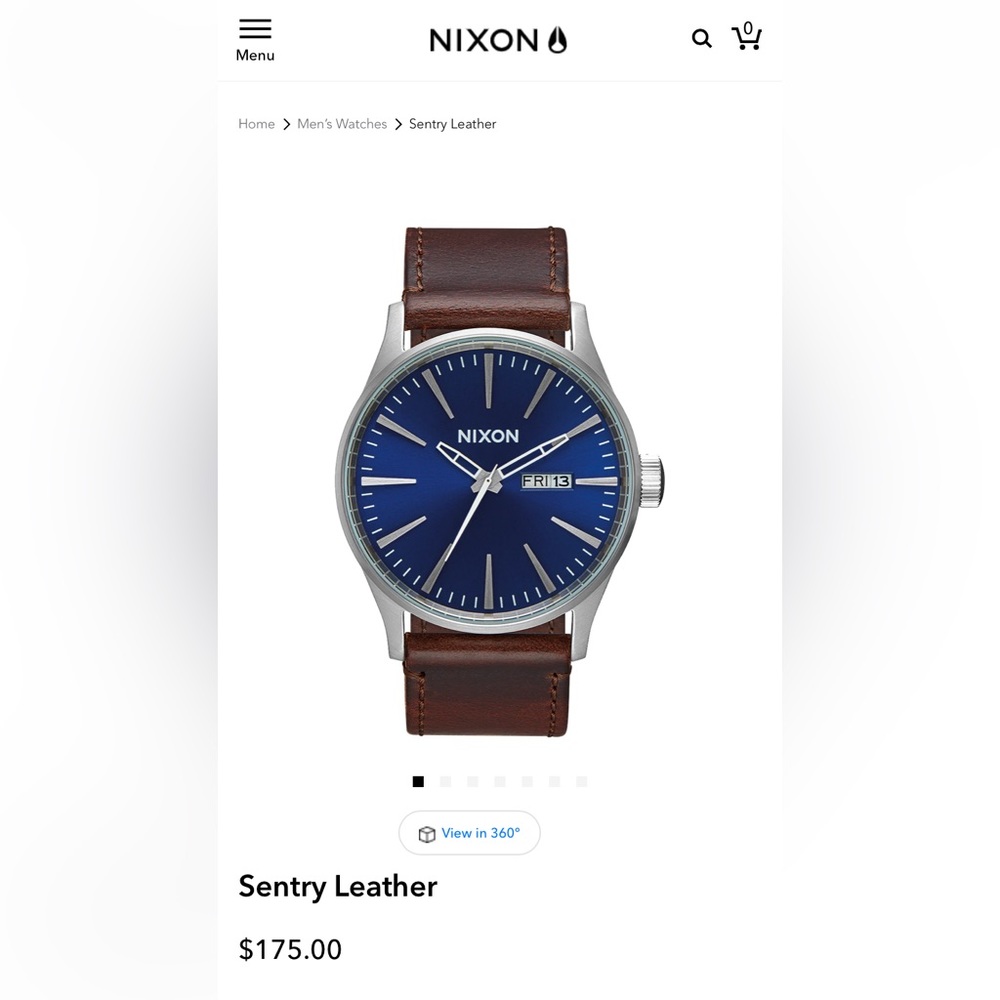 Nixon navy/silver watch with leather band very stylish